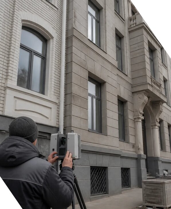 Лазерное сканирование фасадов зданий для обследования в Дмитрах